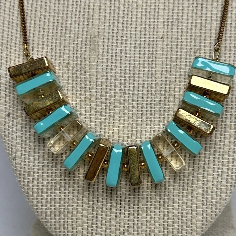 Kate Spade Gold and Aqua Necklace 18” with 2” Extender